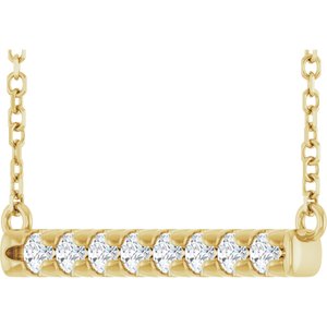 14K Yellow 1/4 CTW Lab-Grown Diamond French-Set Bar 18" Necklace-Lab-Grown Diamond-2Mm :: 1/4 Ctw