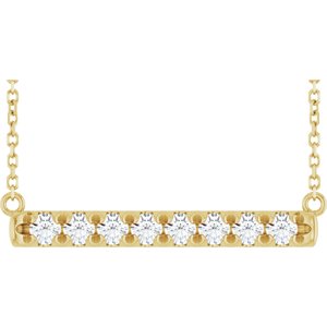 14K Yellow 1/2 CTW Lab-Grown Diamond French-Set Bar 18" Necklace-Lab-Grown Diamond-2.5Mm :: 1/2 Ctw