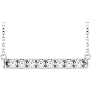 14K White 1/2 CTW Lab-Grown Diamond French-Set Bar 18" Necklace-Lab-Grown Diamond-2.5Mm :: 1/2 Ctw