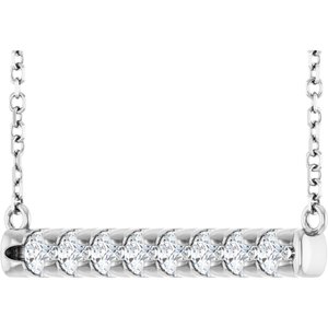 14K White 1/2 CTW Lab-Grown Diamond French-Set Bar 18" Necklace-Lab-Grown Diamond-2.5Mm :: 1/2 Ctw