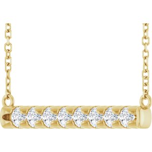 14K Yellow 1/2 CTW Lab-Grown Diamond French-Set Bar 18" Necklace-Lab-Grown Diamond-2.5Mm :: 1/2 Ctw