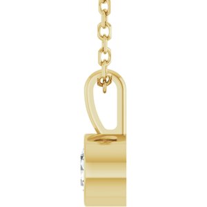 14K Yellow 1/4 CT Natural Diamond Bezel-Set Solitaire 16-18" Necklace-Natural Diamond-4Mm :: 1/4 Ct