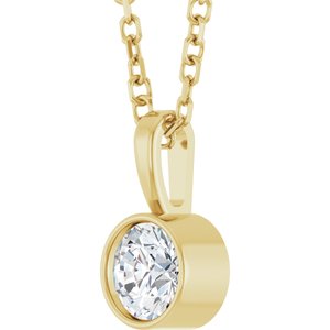 14K Yellow 1/4 CT Lab-Grown Diamond Bezel-Set Solitaire 16-18" Necklace-Lab-Grown Diamond-4Mm :: 1/4 Ct