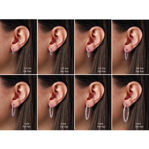 14K White 3/4 CTW Lab-Grown Diamond Inside-Outside 23 mm Hinged Hoop Earrings-Round-23 Mm