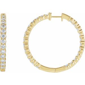 14K Yellow 5 CTW Lab-Grown Diamond Inside-Outside Hinged 37.8 mm Hoop Earrings-Round-37.8 Mm