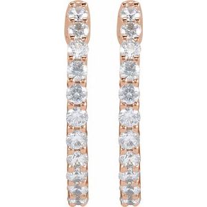14K Rose 3/4 CTW Lab-Grown Diamond Inside-Outside Hinged 17.2 mm Hoop Earrings-Round-17.2 Mm