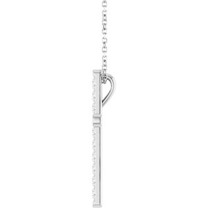 14K White 1/2 CTW Lab-Grown Diamond French-Set Cross 16-18" Necklace-Lab-Grown Diamond-2Mm :: 1/2 Ctw