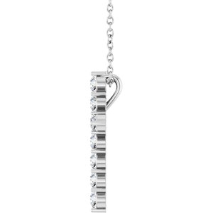 14K White 3/8 CTW Natural Diamond Cross 16-18" Necklace-Natural Diamond-17.8 X 12.9 Mm