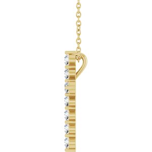 14K Yellow 3/8 CTW Lab-Grown Diamond Cross 16-18" Necklace-Lab-Grown Diamond-17.8 X 12.9 Mm