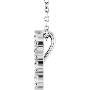 14K White 1/4 CTW Lab-Grown Diamond Cross 16-18" Necklace-Lab-Grown Diamond-10.2 X 7.9 Mm