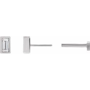 14K White 1/8 CT Natural Diamond Stud Earring-4 X 2 Mm-14K White