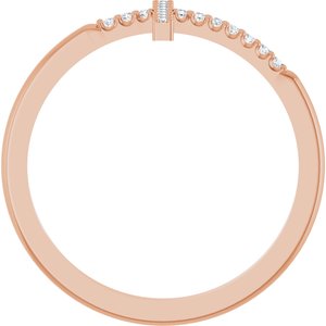 14K Rose .07 CTW Natural Diamond Sideways Cross Ring-Round-1 Mm