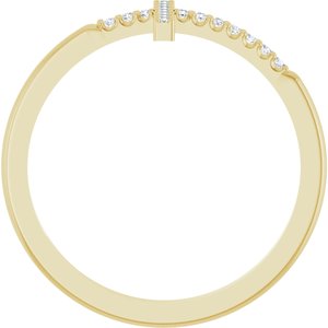 14K Yellow .07 CTW Natural Diamond Sideways Cross Ring-Round-1 Mm
