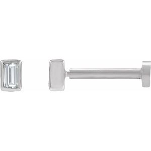 14K White .03 CT Natural Diamond Stud Earring-2.5 X 1.5 Mm-14K White