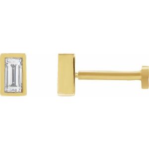 14K Yellow 1/10 CT Lab-Grown Diamond Stud Earring-4 X 2 Mm-14K Yellow
