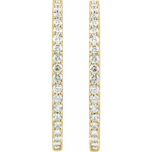 14K Yellow 5 CTW Natural Diamond Inside-Outside 41.5 mm Hinged Hoop Earrings-Round-41.5 Mm