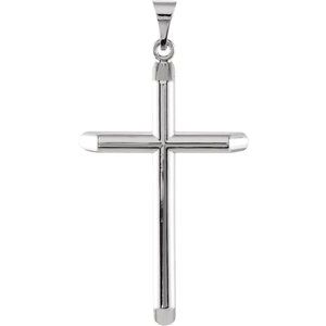 14K White 39.25x22 mm Unadorned Cross Pendant-Polished
