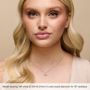 14K White Natural Multi-Gemstone & .03 CT Natural Diamond Cross 16-18" Necklace-Natural Multi-Gemstone-14.6 X 10.5 Mm