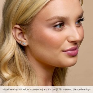 14K White 1 CTW Natural Diamond Cocktail-Style Earrings-Pair-5Mm :: 1 Ctw