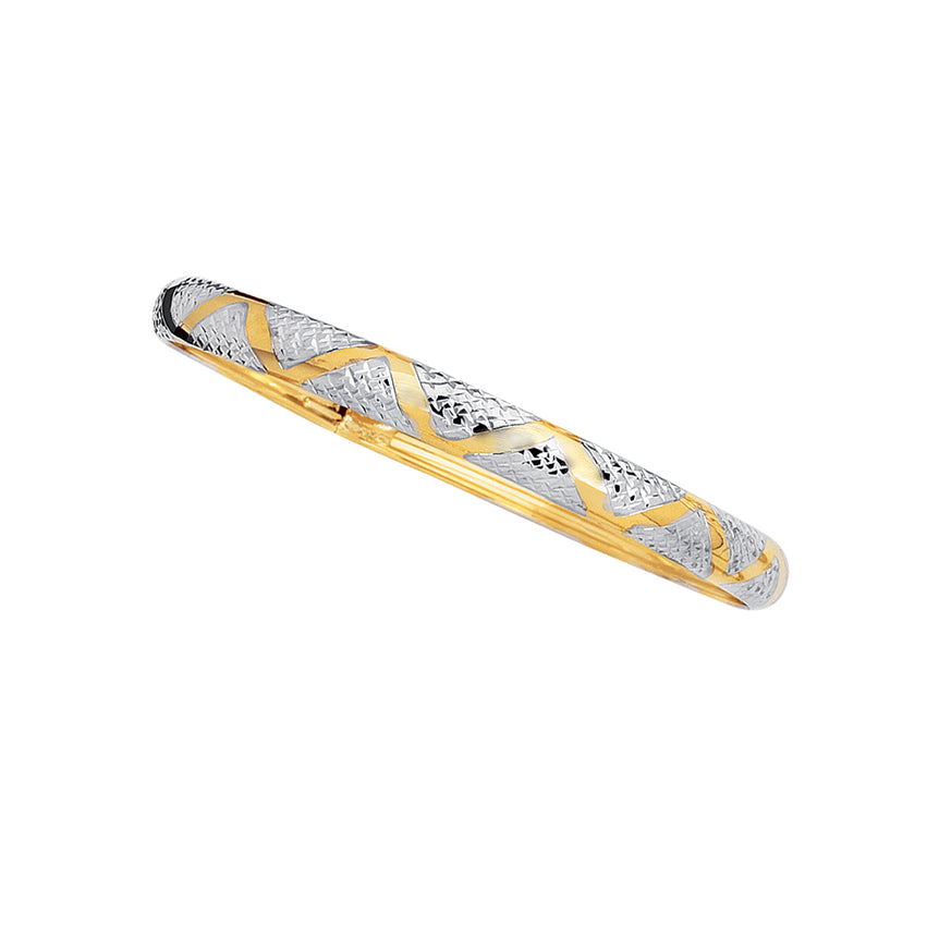 10K Gold 6mm Diamond Cut & Polished Bracelet-Two-tone | Latch