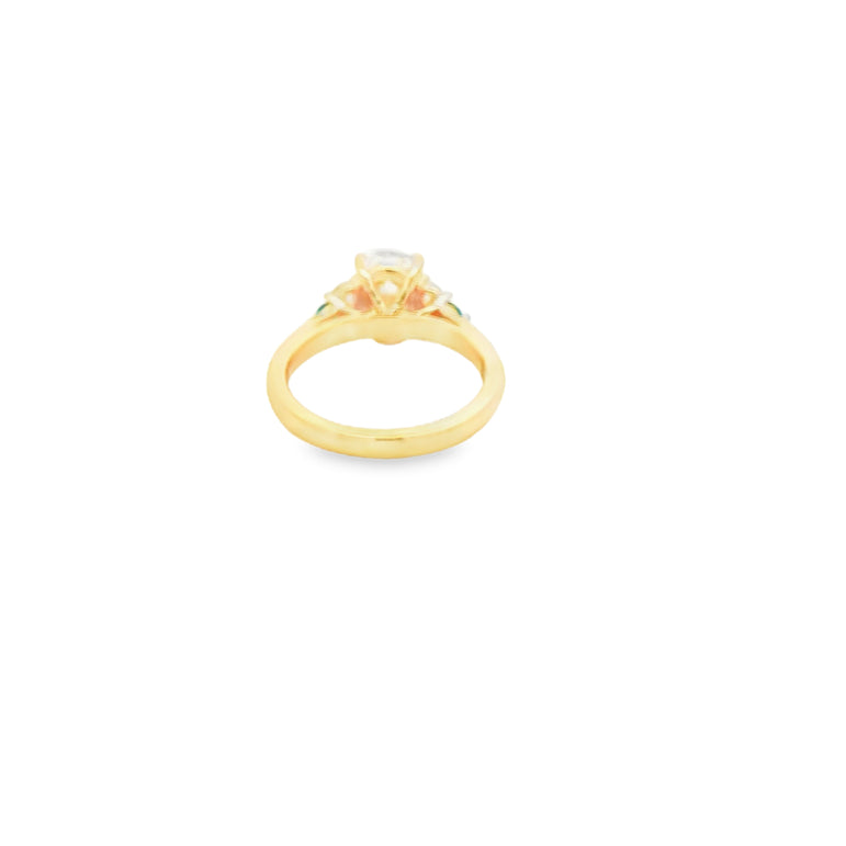 2 carat center Oval Brilliant Diamond and Emerald Multi-Stone 14kt Gold Ring