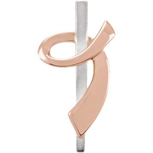14K White/Rose 16.2x8.5 mm Ribbon of Courage Pendant-Polished
