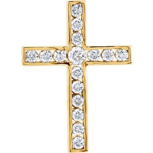 14K Yellow 3/4 CTW Natural Diamond Cross Pendant-Polished