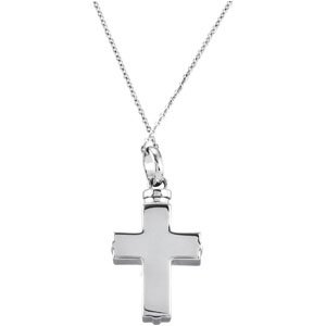 Sterling Silver Woven Cross Ash Holder 18" Necklace-Polished-Woven Cross Ash Holder Necklace