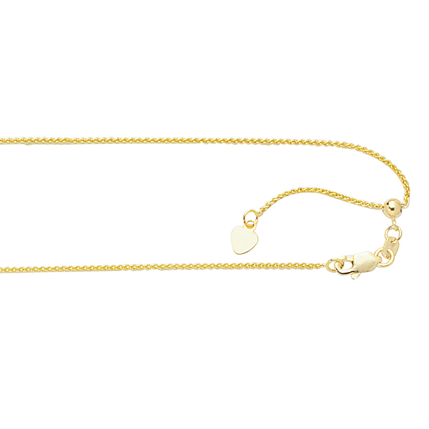 10K Gold 1.0mm Adjustable Wheat Chain -Yellow | Lobster