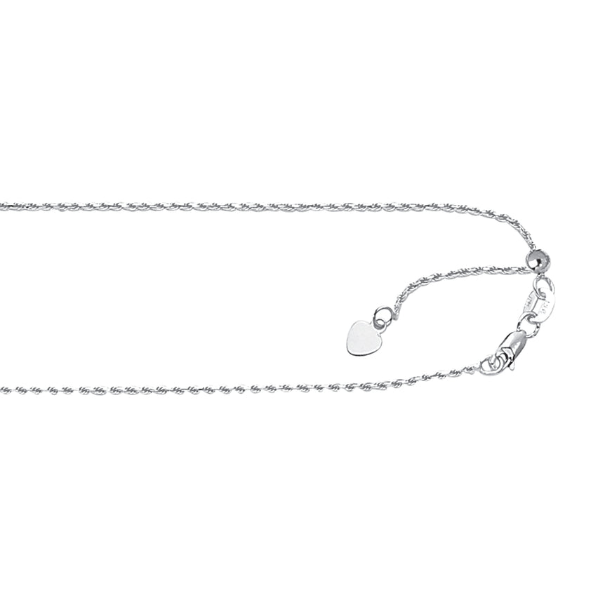 10K Gold 0.95mm Adjustable Rope Chain-White | Lobster