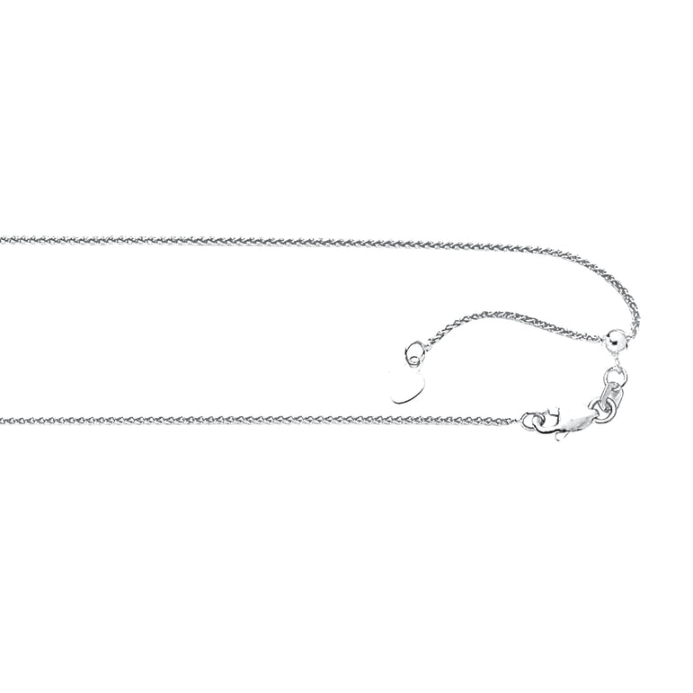 10K Gold 1.0mm Adjustable Wheat Chain -White | Lobster