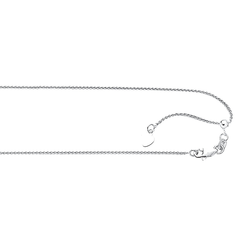10K Gold 1.0mm Adjustable Wheat Chain -White | Lobster