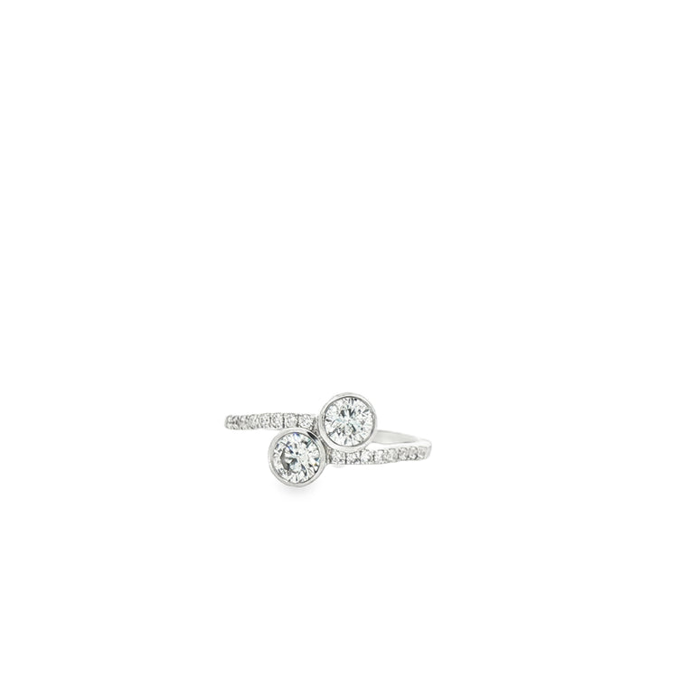 2 stone bezel set natural diamond ring
