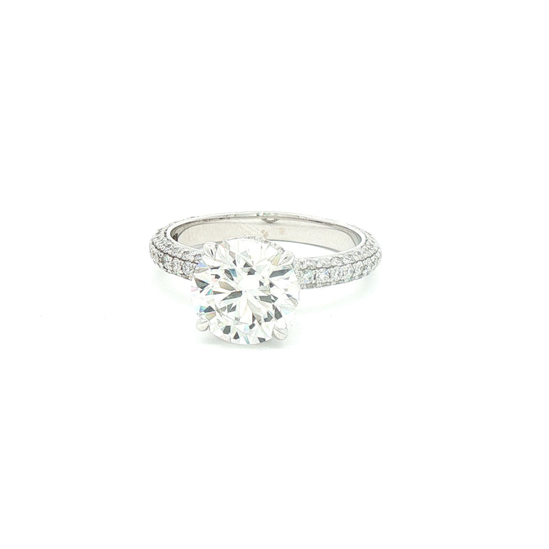 Platinum Multistone Ring with Round Cut Diamond