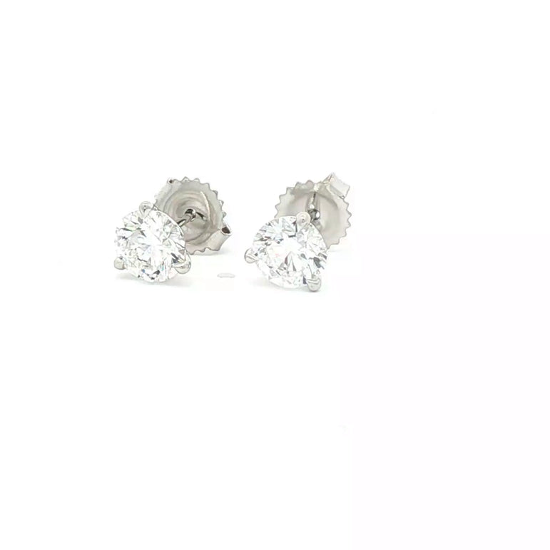 Brilliant Round Diamond Stud Earrings in White Gold