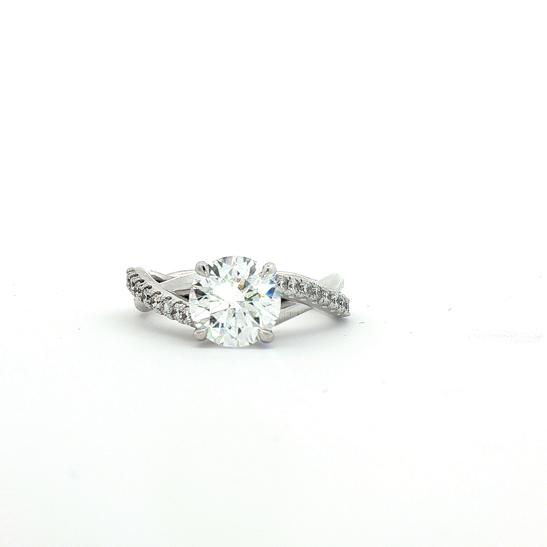 2 carat White Gold twisted shank Diamond Ring