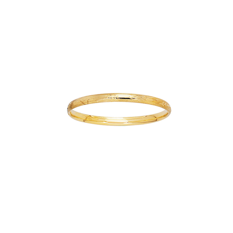 14K Gold Filagree Pattern & Florentine Finish Bangle-Yellow | Box