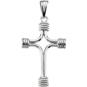 14K White 33.75x23.25 mm Cross Pendant-Polished