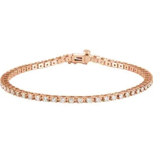 14K Rose 2 1/4 CTW Natural Diamond Line 7 1/4" Bracelet