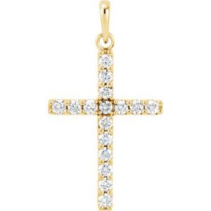 14K Yellow 1/2 CTW Natural Diamond Cross Pendant-Natural Diamond-2Mm :: 1/2 Ctw