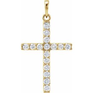 14K Yellow 1 CTW Natural Diamond Cross Pendant-Natural Diamond-2.5Mm :: 1 Ctw