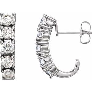 14K White 1 1/2 CTW Natural Diamond Hoop Earrings-3.6 Mm-14K White
