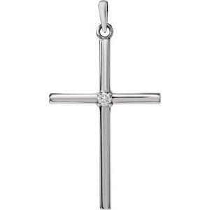 14K White .03 CT Natural Diamond Cross Pendant-Natural Diamond-2Mm :: 0.03 Ct