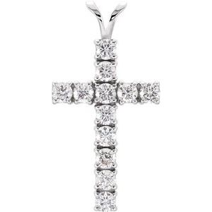14K White 1 1/5 CTW Natural Diamond Cross Pendant-Natural Diamond-3Mm :: 1 1/5 Ctw