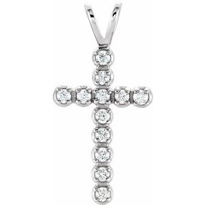 14K White 1/8 CTW  Lab-Grown Diamond Cross Pendant-Lab-Grown Diamond-1.3Mm :: 1/10 Ctw