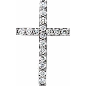 14K White 1/2 CTW Natural Diamond Petite Cross Pendant-Natural Diamond-2Mm :: 1/2 Ctw