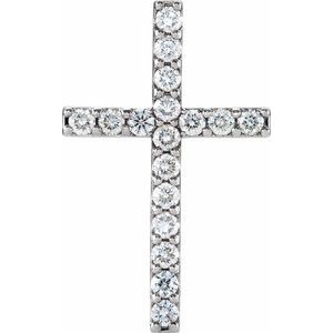 14K White 1 CTW Natural Diamond Petite Cross Pendant-Natural Diamond-2.5Mm :: 1 Ctw