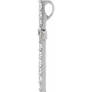 14K White 1 CTW Natural Diamond Petite Cross Pendant-Natural Diamond-2.5Mm :: 1 Ctw