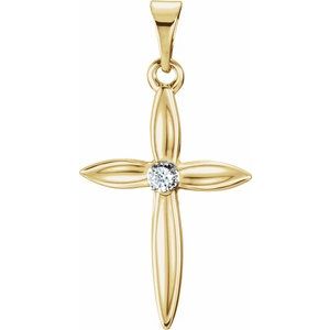14K Yellow .025 CT Natural Diamond Cross Pendant-Natural Diamond-1.7Mm :: 0.025 Ct