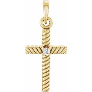 14K Yellow .015 CT Natural Diamond Cross Pendant-Natural Diamond-1.5Mm :: 0.015 Ct